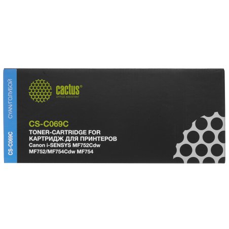 Картридж лазерный Cactus CS-C069C 069 голубой (1900стр.) для Canon i-SENSYS MF752Cdw MF752/MF754Cdw MF754