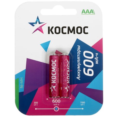 Аккумулятор R03 Ni-MH 600мА.ч Космос KOCR03NIMH(600MAH)