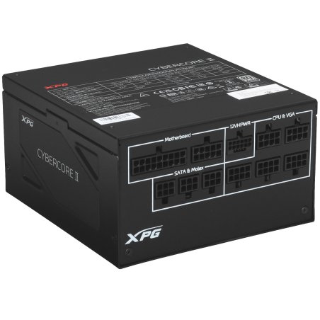 Блок питания ADATA XPG CYBERCORE II 1000W (CYBERCOREII1000P-BKCEU), 1000Вт, 80 PLUS Platinum, 120мм, модульный, черный