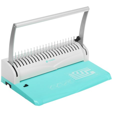 Переплетчик Heleos БП13п бирюзово-белый (БП13ПББ) A4/перф.13л.сшив/макс.450л./пластик.пруж. (6-51мм)
