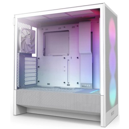 Компьютерный корпус без блока питания NZXT H5 Flow RGb, Midi-Tower, TG, 4x120мм RGb, 1xUSB-A 3.2 + 1xUSB-C 3.2, E-ATX, ATX, mATX, mITX белый