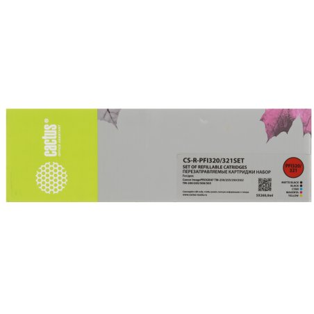 Картридж перезаправляемый струйный Cactus CS-R-PFI320/321SET набор 5шт.упак. для Canon imagePROGRAF TM-200/200MFP/205/300/300MFP/305/250/255/350/355 с чипом