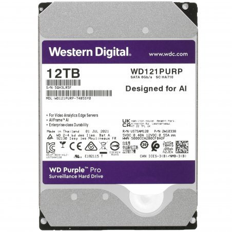 Жесткий диск Western Digital Original SATA-III 12Tb WD121PURP Video Purple Pro (7200rpm) 256Mb 3.5"
