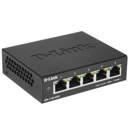 Коммутатор D-Link DGS-1100-05V2/A1A, L2 Smart Switch with 5 10/100/1000Base-T ports.8K Mac address, 802.3x Flow Control, Port Trunking, Port Mirroring, IGMP Snooping, 32 of 802.1Q VLAN, VID range 1-4094, Loopba