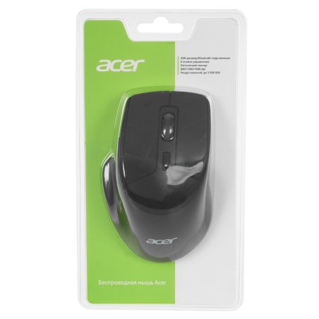 Мышь беспроводная Acer OMR170 черный, 1600 dpi, радиоканал, Bluetooth, USB, кнопки - 6