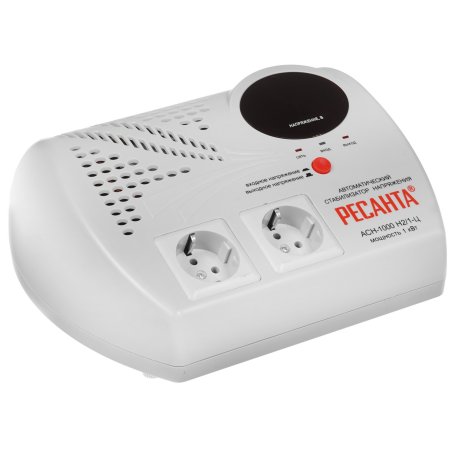 Стабилизаторы напряжения Ресанта АСН-1 000 Н2/1-Ц 63/6/13 Стабилизатор 2 роз, 220В±8%, Габариты 260х200х110, Вес 3,7кг