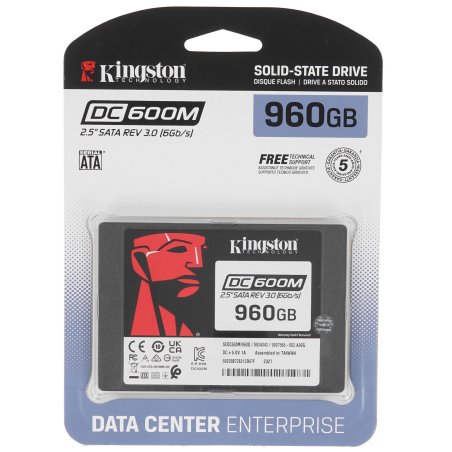 Накопитель SSD Kingston DC600M, 960 Gb, SATA III, R/W 560/530 МБ/с