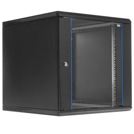 Шкаф телеком. настенный разборный 12U (600х650) дверь стекло,цвет черный (ШРН-Э-12.650-9005) (1коробка)