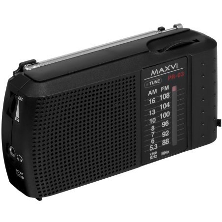 Радиоприемник Maxvi PR-03 grey (AM\FM, аналоговый тюнер, 2 х АА)