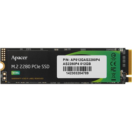 Накопитель SSD Apacer AS2280P4, 512Gb, M.2 2280, PCIe 3.0 x4, NVMe, R/W 2100/1500