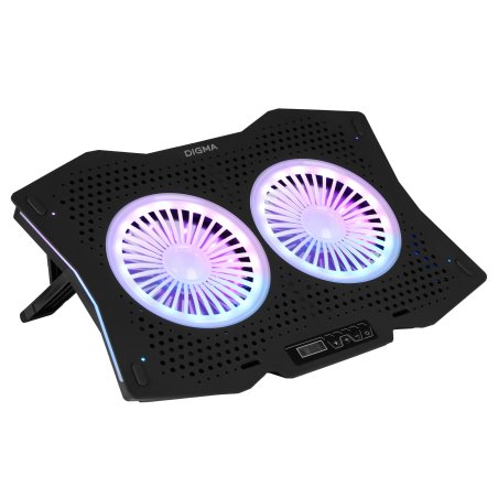 Подставка для ноутбука Digma D-NCP180-2x110RGb 18" 410x280x34мм 20дБ 2xUSB 2x 110ммFAN 700г Fan-control пластик ABS черный