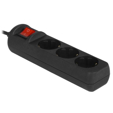 Удлинитель электрический ЭРА UX-3es-3m-B с заземлением с выключателем 3 розетки 3 м ПВС 3x0,75мм2 10А черный