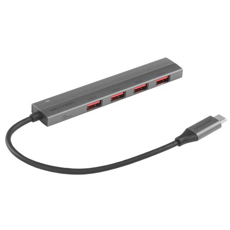 Концентратор Vention OTG USB 3.2 Gen 2 Type-C на 4 USB порта + USB-C PD Серый - 0.15м.