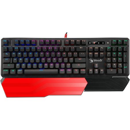 Клавиатура проводная A4 B975 механическая черный USB Gamer LED (подставка для запястий)