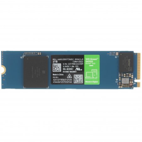 Накопитель SSD WD Green SN350 WDS200T3G0C, 2000Gb, PCIe 3.0 x4, M.2 2280, NVMe, R/W 3200/3000