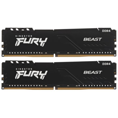 Оперативная память Kingston Fury Beast, DDR4, 32Gb (2x16Gb), 3200MHz, CL16, DIMM, с радиатором, черный