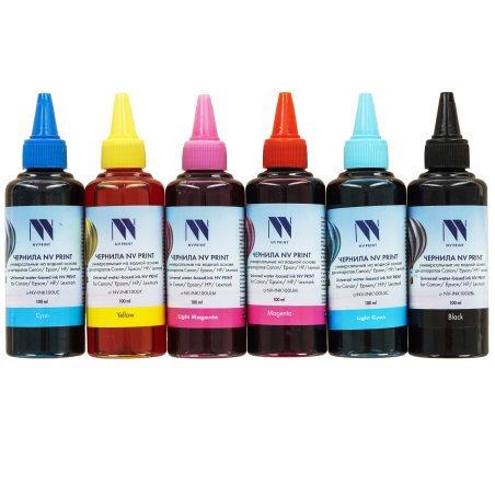 Чернила NVPrint универсальные на водной основе для Сanon, Epson, НР, Lexmark, комплект 6 цветов