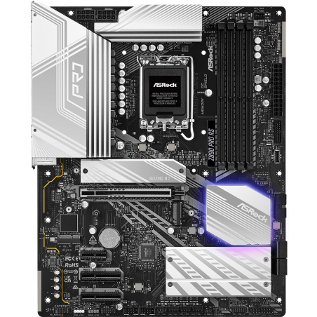 Материнская плата ASRock Z890 Pro RS WiFi White, LGA1851, Intel Z890, 4xDDR5, 4xSATA, 4xM.2, 1xPCIe 5.0 x16, DisplayPort, HDMI, USB Type-C, 1x2.5Gb LAN, Thunderbolt, 3x3.5 мм, 7.1, ATX