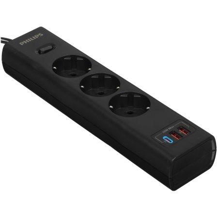 Сетевой фильтр Philips CHP4336BB/51, 3м, 3 розетки, черный