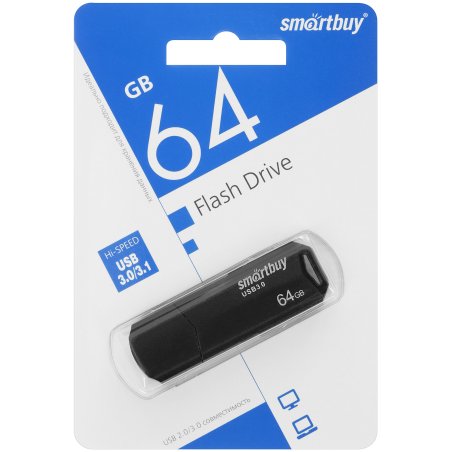 Флешка USB R/W Smartbuy R/W USB 64Gb CLUE черный UFD 3.0/3.1