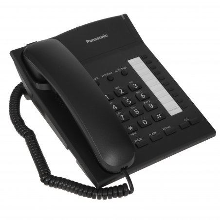 Телефон проводной Panasonic KX-TS2382RUB черный индикатор вызова,повторный набор последнего номера,4 уровня громкости звонка