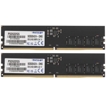 Оперативная память Patriot Signature, DDR5, 32Gb (2x16 Gb), 5600 MHz, CL46, DIMM