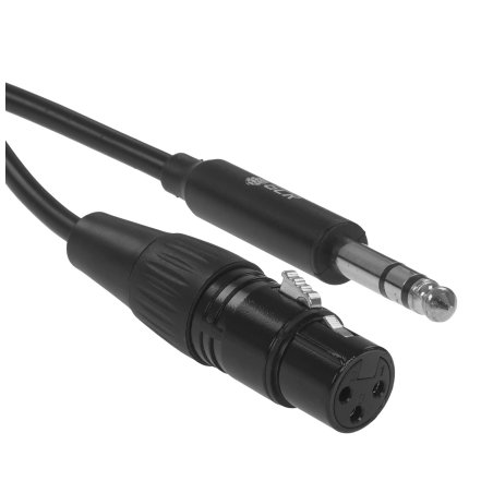 Кабель GCR 5.0m микрофонный stereo jack 6,35мм / XLR, M/F, черный, AL case черный