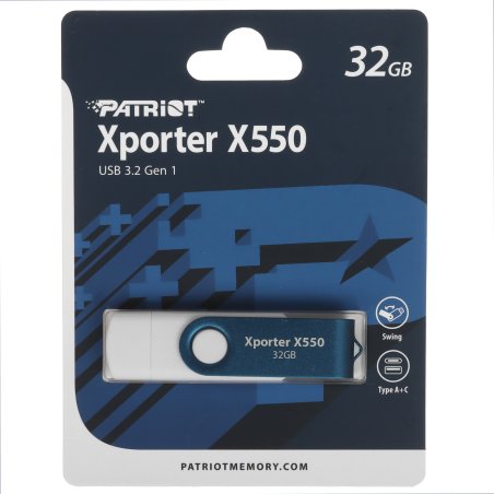 Флешка USB Patriot 32Gb Xporter X550 USB 3.2 Gen 1 Swing Type-A+C PS32GX550AAD черный