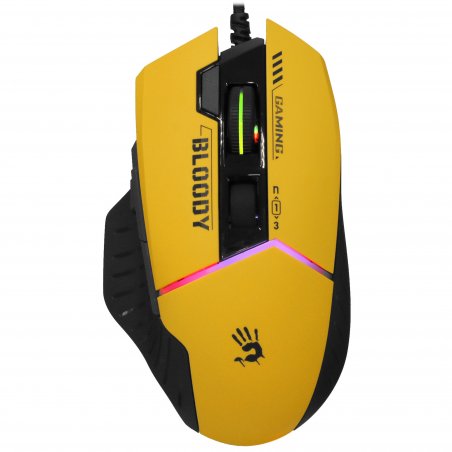 Мышь проводная A4Tech Bloody W95 Max Sports желтый/серый, 12000 dpi, USB, кнопки - 10