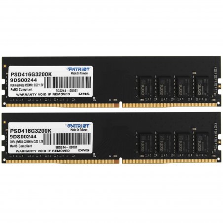 Оперативная память Patriot Signature, DDR4, 16GB (2x8 GB), 3200 MHz, CL22, DIMM