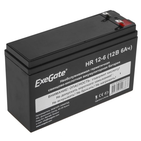 Аккумуляторная батарея ExeGate EX288653RUS HR 12-6 (12V 6Ah 1224W, клеммы F2+F1-)