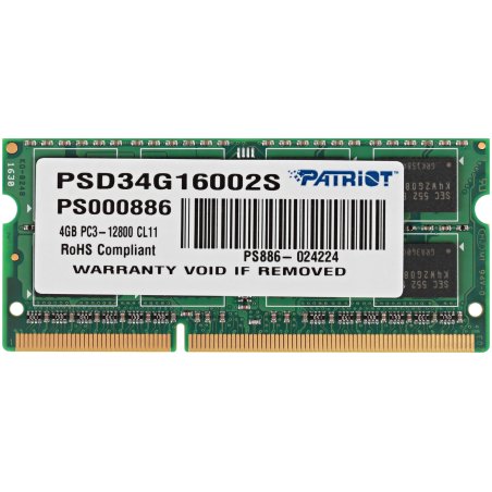 Оперативная память Patriot, DDR3, 4Gb, (1x4 Gb,), 1600 MHz, CL11, SO-DIMM