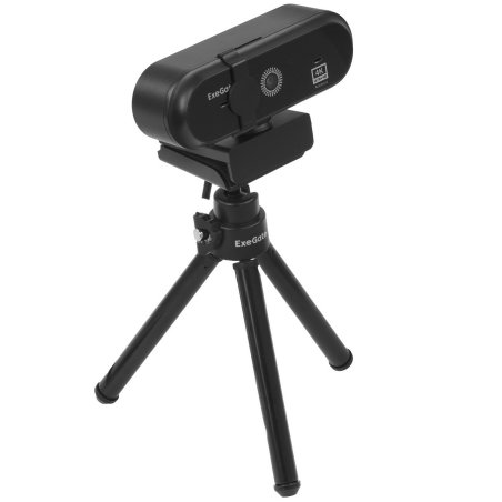 Веб-камера ExeGate EX287383RUS Stream HD 4000 4K UHD T-Tripod (матрица 1/3" 8 Мп, 3840x3104, 30fps, 6-линзовый объектив (стекло), автофокус, шторка, USB, микрофон с шумоподавлением, поворотное крепление, телескопический штатив Tripod Tele Ball, кабель 1,5