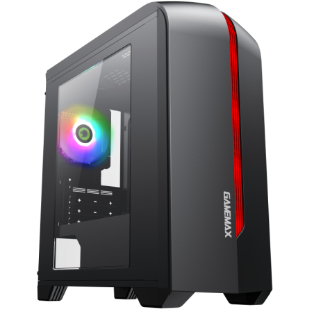 Компьютерный корпус GameMax Centauri Black Red без БП (ATX,Черн.-кр,USB 3.0, Зак.стекло, 1*120мм. RGb, пыл.фильтр)