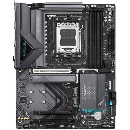 Материнская плата Gigabyte X870 EAGLE WIFI7, AM5, AMD X870, 4xDDR5, 4xSATA, 3xM.2, 1xPCI-E 5.0 x16, 2xPCI-E 3.0 x1, 1xHDMI, 1xUSB-C (DP), 1x 2.5Gb LAN, 4xUSB-A 2.0, 3xUSB-A 3.2 Gen 1, 1xUSB-A 3.2 Gen 2, 2xUSB-C 3.2 Gen 2 (USB4), 3x3.5 мм, 7.1, ATX