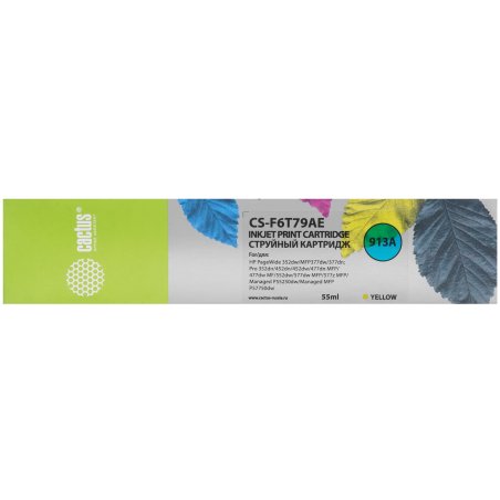 Картридж струйный Cactus CS-F6T79AE (913A) желтый (55 мл) для HP PW 352dw/377dw/Pro 477dw/452dw