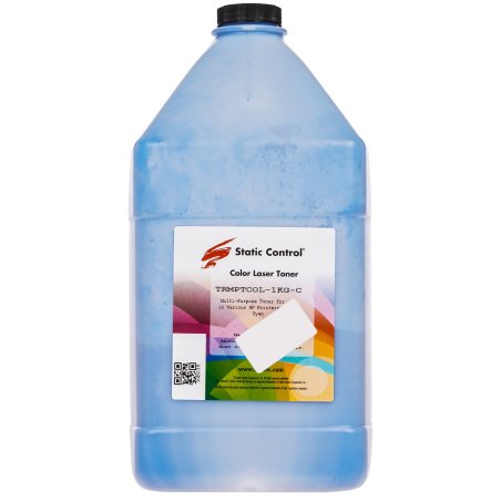 Тонер Static Control TRMPTCOL-1KG-C голубой флакон 1000гр. для принтера HP CLJCP1515/ Canon MF8330