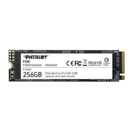 Накопитель SSD Patriot P300, 256Gb, PCIe 3.0 x4, M.2 2280, NVMe, R/W 1700/1100