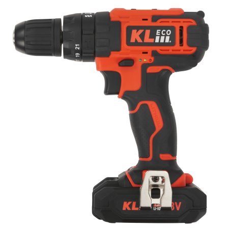 Шуруповерт ударный аккумуляторный KLECO KE18DM-15 (18В, Li-ion-1шт, 1,5 А·ч, 30Нм, З/У, биты 32шт, сверла 9шт дерево/металл)