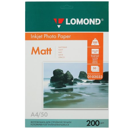 Фотобумага Lomond 0102033 A4/200г/м2/50л./белый матовое/матовое для струйной печати