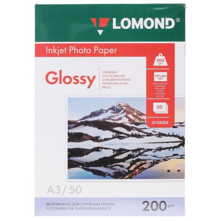 Бумага Lomond 0102024 A3/200г/м2/50л./белый глянцевое для струйной печати