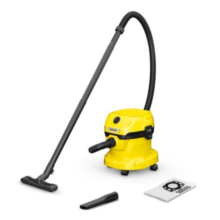 Строительный пылесос Karcher WD 2 Plus V-12/4/18 желтый, 1000 Вт, уборка сухая/сбор воды, пылесборник мешок/контейнер, 12 л