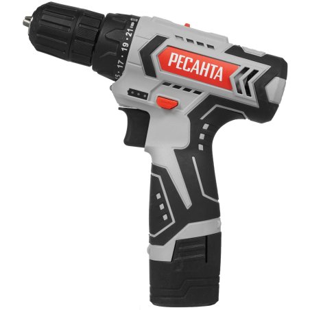 Дрель-шуруповерт аккумуляторная Ресанта ДА-12-2ЛК 75/14/2, Аккумуляторная, 12В, 2 АКБ, Кейс
