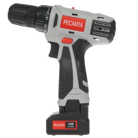 Дрель-шуруповерт аккумуляторная Ресанта ДА-24-2ЛК 75/14/7, Аккумуляторная, 24В, 2 АКБ, Кейс