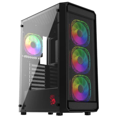 Компьютерный корпус Bloody BD-CC114F черный без БП ATX 4x120мм 1xUSB 2.0 1xUSB 3.0 audio bott PSU