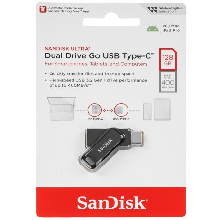 Флешка USB Sandisk 128Gb Ultra Dual Go SDDDC3-128G-G46 USB3.1 черный