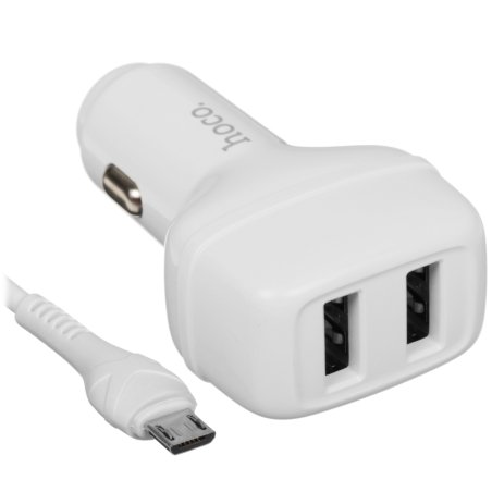 Автомобильное зарядное устройство HOCO (6931474727763) Z36 белый АЗУ 2USB 2.4A для micro USB
