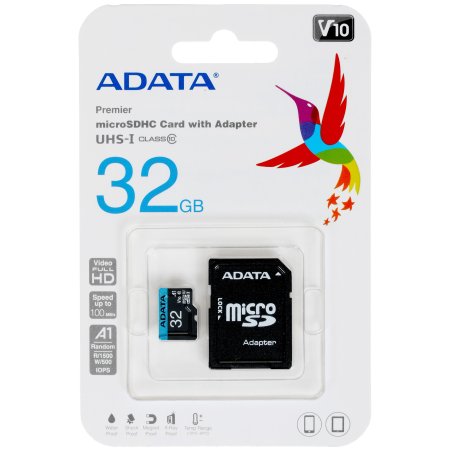 Флеш карта microSD 32Gb ADATA microSDHC Class 10 UHS-I A1 100/20 MB/s (SD адаптер)