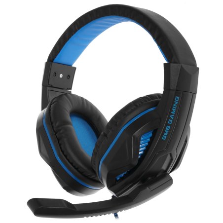 Гарнитура игровая Gembird MHS-G215, код "Printbar", черный/синий, регулировка громкости, кабель 2м