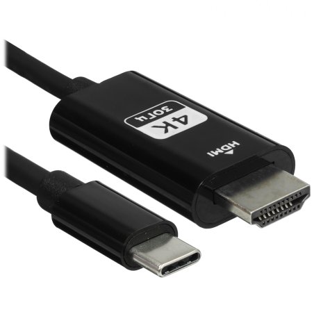 Кабель-переходник с Type-C на HDMI Гарнизон GCC-A-CM-HDMI-1.8M, v1.4, 1.8м, черный, пакет